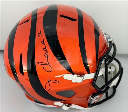 JA'MARR CHASE SIGNED FULL SIZE REPLICA SPEED BENGALS HELMET - BAS
