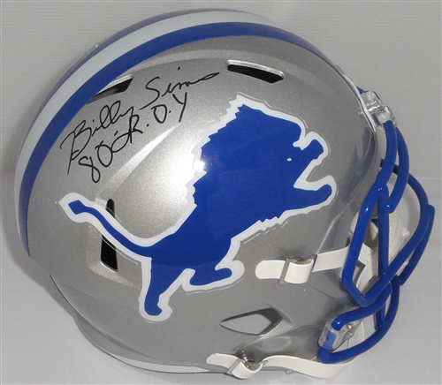 LIONS BILLY SIMS SIGNED FULL SIZE REPLICA THROWBACK HELMET W/ ROY - BAS