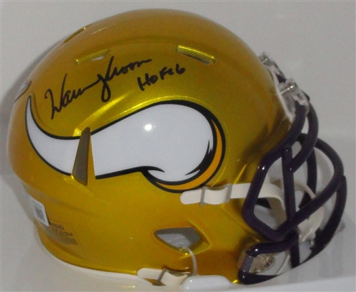 VIKINGS WARREN MOON SIGNED RIDDELL FLASH MINI HELMET - BAS