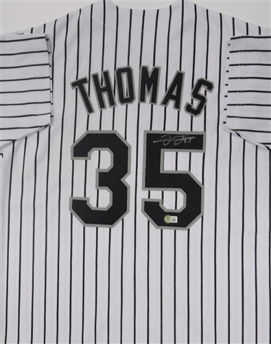 FRANK THOMAS SIGNED CUSTOM REPLICA WHITE SOX PINSTRIPE JERSEY - BAS