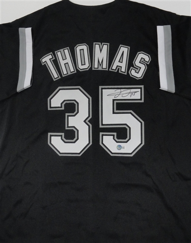 FRANK THOMAS SIGNED CUSTOM REPLICA WHITE SOX BLACK JERSEY - BAS