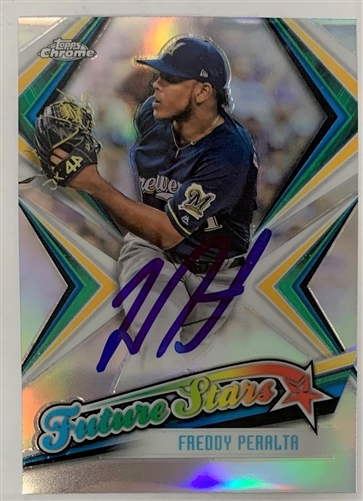 FREDDY PERALTA SIGNED 2019 TOPPS CHROME BREWERS FUTURE STAR CARD #FS-7