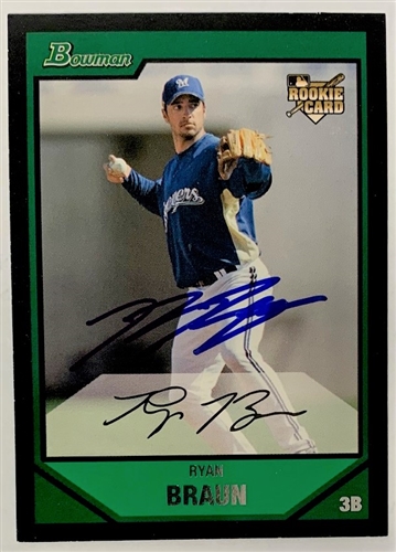 RYAN BRAUN SIGNED 2007 BOWMAN BREWERS ROOKIE CARD #BDP-50