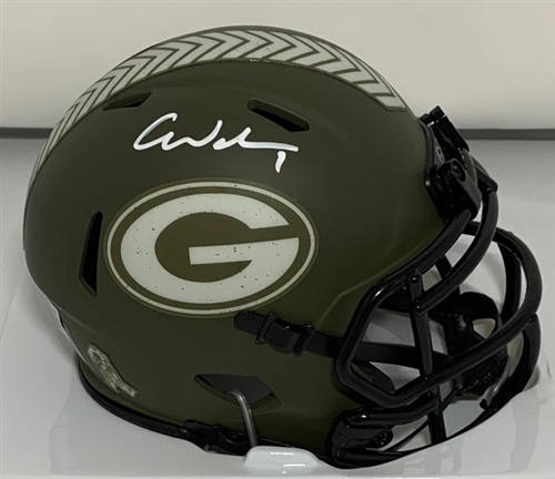 CHRISTIAN WATSON SIGNED PACKERS SALUTE TO SERVICE MINI HELMET - BAS