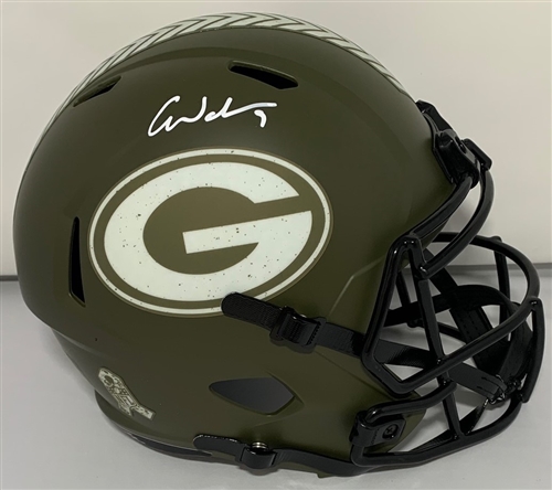 CHRISTIAN WATSON SIGNED FULL SIZE PACKERS SALUTE TO SERVICE REPLICA SPEED HELMET - BAS