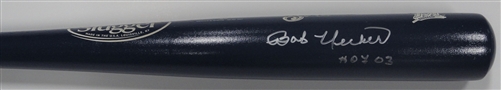 BOB UECKER SIGNED FULL SIZE LOUISVILLE SLUGGER  BLACK BREWERS BAT - JSA