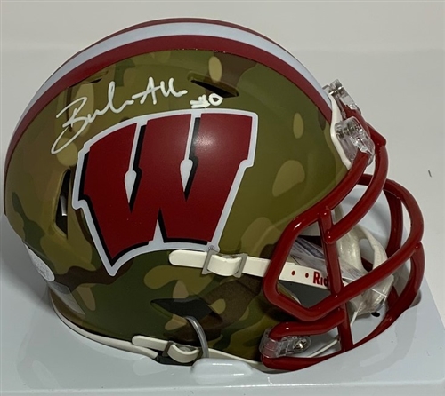 BRAELON ALLEN SIGNED WI BADGERS RIDDELL CAMO SPEED MINI HELMET - JSA