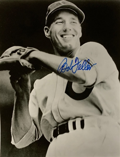 BOB FELLER  (d)  SIGNED CLEVELAND INDIANS 8X10 PHOTO #2