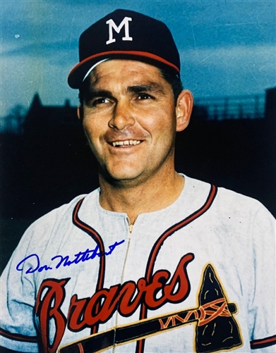 DON NOTTEBART (d) SIGNED 8x10 MILW BRAVES PHOTO #1