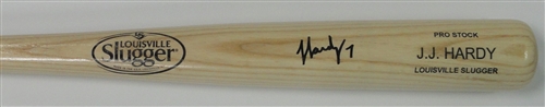 JJ HARDY SIGNED LOUISVILLE SLUGGER NAME ENGRAVED BLONDE BAT - BREWERS - JSA