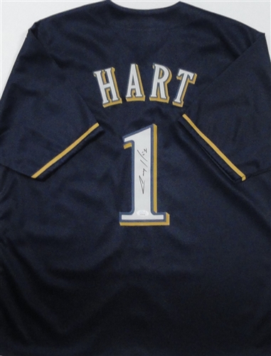 COREY HART SIGNED CUSTOM REPLICA BREWERS NAVY JERSEY - JSA