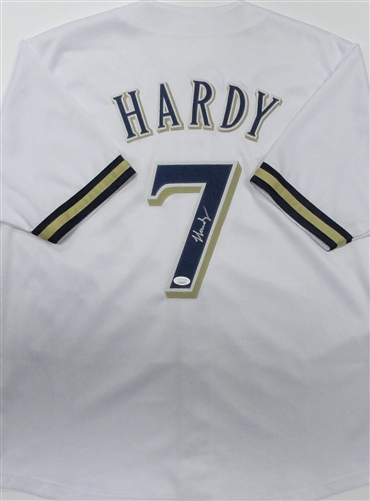 JJ HARDY SIGNED CUSTOM REPLICA BREWERS WHITE JERSEY - JSA