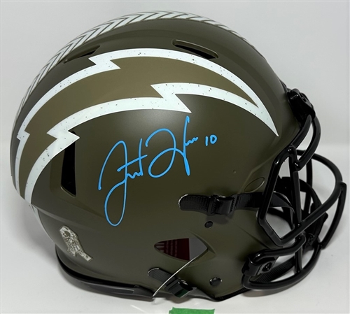 JUSTIN HERBERT SIGNED FULL SIZE LA CHARGERS SALUTE AUTHENTIC SPEED HELMET - BAS