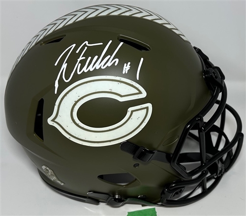 JUSTIN FIELDS SIGNED FULL SIZE BEARS SALUTE AUTHENTIC SPEED HELMET - BAS