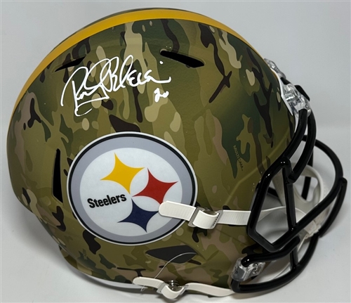 ROCKY BLEIER SIGNED FULL SIZE STEELERS CAMO REPLICA SPEED HELMET - BAS