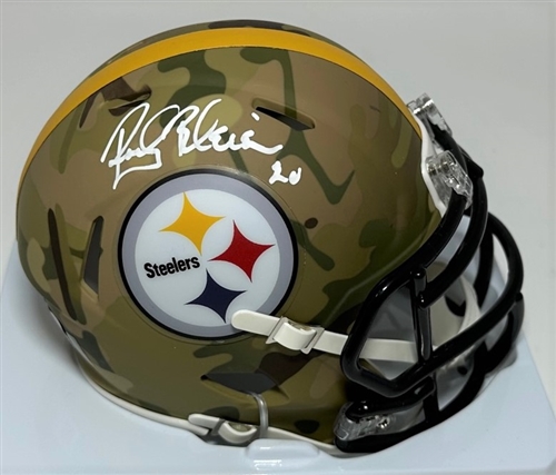 ROCKY BLEIER SIGNED STEELERS CAMO SPEED MINI HELMET - BAS