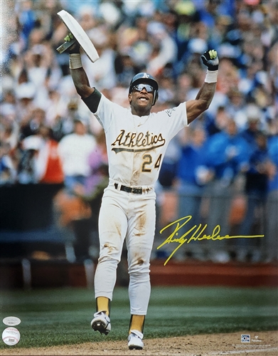 RICKEY HENDERSON SIGNED 16X20 ATHLETICS PHOTO #1 - JSA