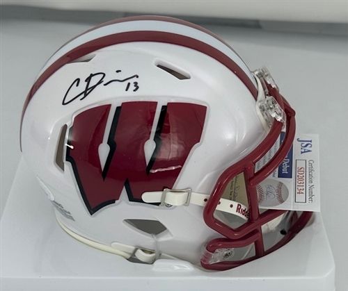 CHIMERE DIKE SIGNED WI BADGERS SPEED MINI HELMET - JSA