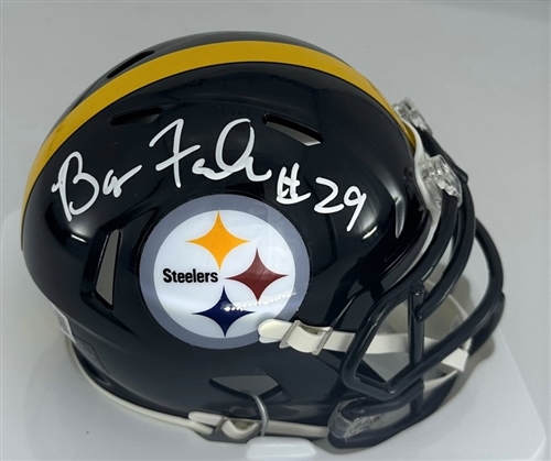 BARRY FOSTER SIGNED STEELERS SPEED MINI HELMET - BAS