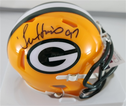 TIM HARRIS SIGNED RIDDELL PACKERS SPEED MINI HELMET - JSA