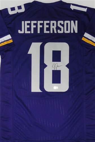 JUSTIN JEFFERSON SIGNED CUSTOM REPLICA VIKINGS PURPLE JERSEY - BAS