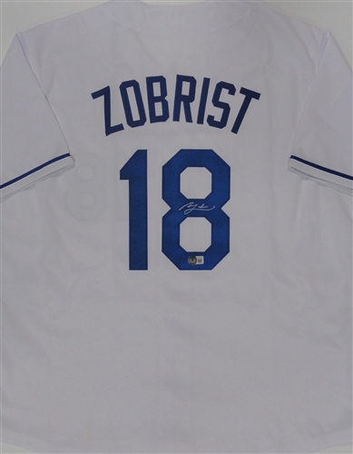 BEN ZOBRIST SIGNED CUSTOM REPLICA CUBS WHITE JERSEY - JSA