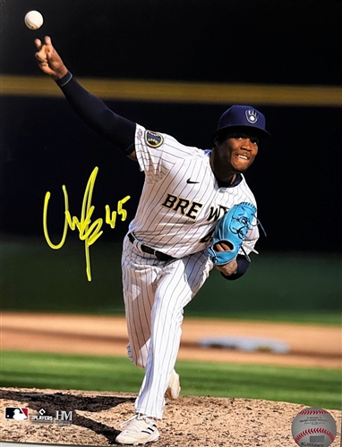 ABNER URIBE SIGNED BREWERS 8X10 PHOTO #1