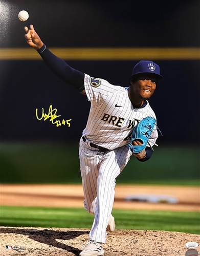 ABNER URIBE SIGNED BREWERS 16X20 PHOTO #1 - JSA