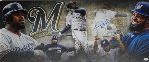 PRINCE FIELDER SIGNED 13X31 STRETCHED CUSTOM BREWERS CANVAS COLLAGE - JSA