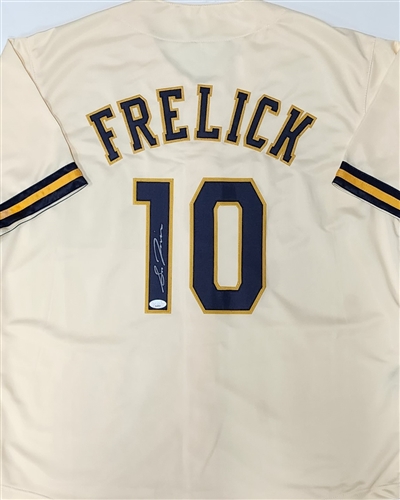 SAL FRELICK SIGNED CUSTOM REPLICA BREWERS CREAM JERSEY - JSA