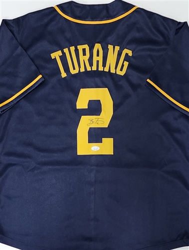 BRICE TURANG SIGNED CUSTOM REPLICA BREWERS BLUE #2 JERSEY  - JSA