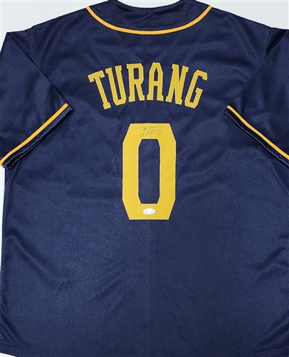 BRICE TURANG SIGNED CUSTOM REPLICA BREWERS BLUE DEBUT #0 JERSEY  - JSA