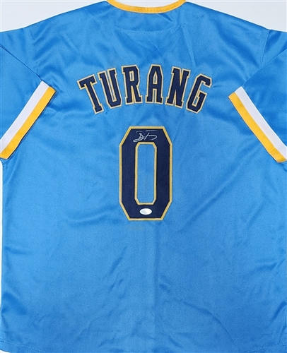 BRICE TURANG SIGNED CUSTOM REPLICA BREWERS MKE CITY EDITION DEBUT #0 JERSEY  - JSA