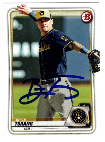 BRICE TURANG SIGNED 2020 BOWMAN  BREWERS CARD #BP-35