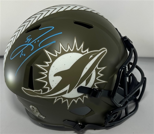 ZACH THOMAS SIGNED FULL SIZE DOLPHINS SALUTE REPLICA SPEED HELMET - BAS