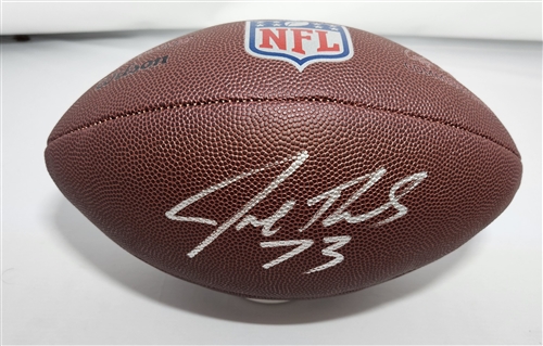 JOE THOMAS SIGNED "THE DUKE" NFL REPLICA FOOTBALL - BADGERS - BROWNS - JSA