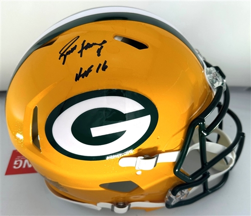 BRETT FAVRE SIGNED FULL SIZE AUTHENTIC PACKERS SPEED HELMET W/ HOF - JSA