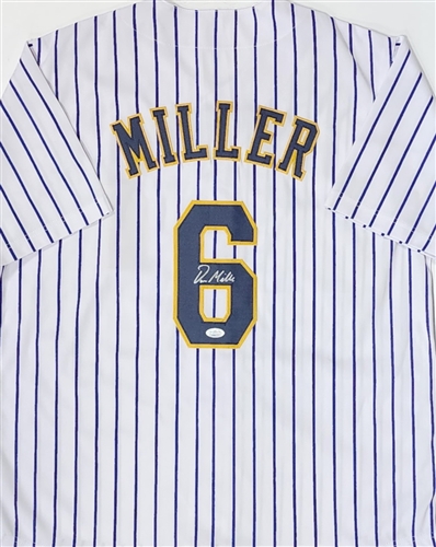 OWEN MILLER SIGNED CUSTOM REPLICA BREWERS PINSTRIPE JERSEY - JSA