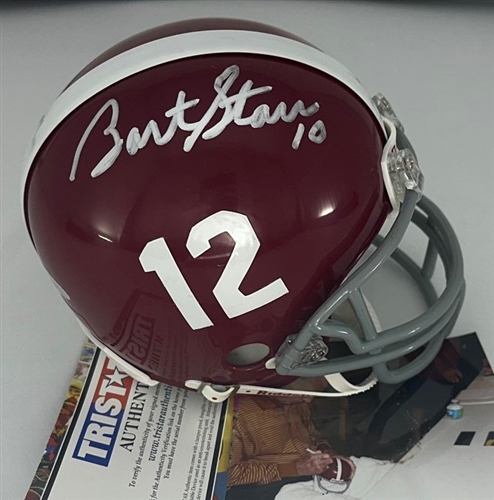 BART STARR (d) SIGNED ALABAMA CRIMSON TIDE MINI HELMET