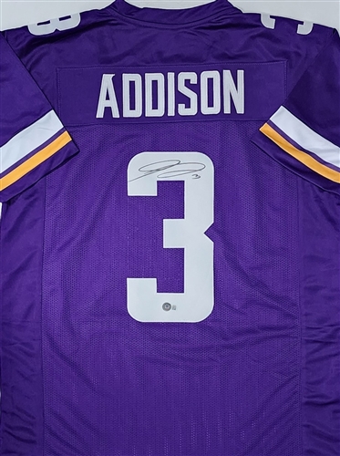 JORDAN ADDISON SIGNED CUSTOM REPLICA VIKINGS PURPLE JERSEY - BAS