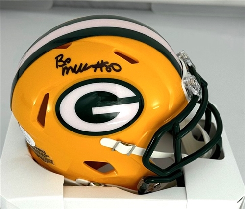 BO MELTON SIGNED RIDDELL PACKERS SPEED MINI HELMET - JSA