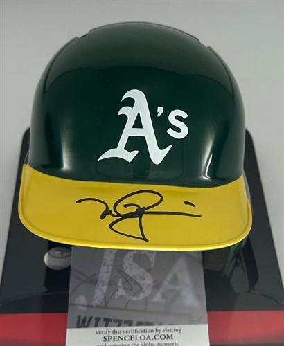 MARK MCGWIRE SIGNED RAWLINGS ATHLETICS MINI HELMET - JSA