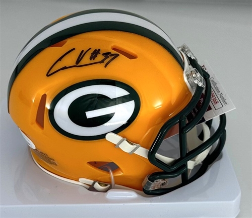 CARRINGTON VALENTINE SIGNED PACKERS MINI HELMET - JSA