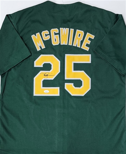 MARK MCGWIRE SIGNED CUSTOM REPLICA ATHLETICS JERSEY JSA WSC Sports Waukesha Sports Cards