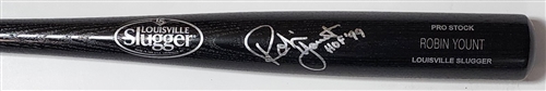 ROBIN YOUNT SIGNED LOUISVILLE SLUGGER NAME ENGRAVED BLACK BAT W/ HOF 99 - BREWERS - JSA