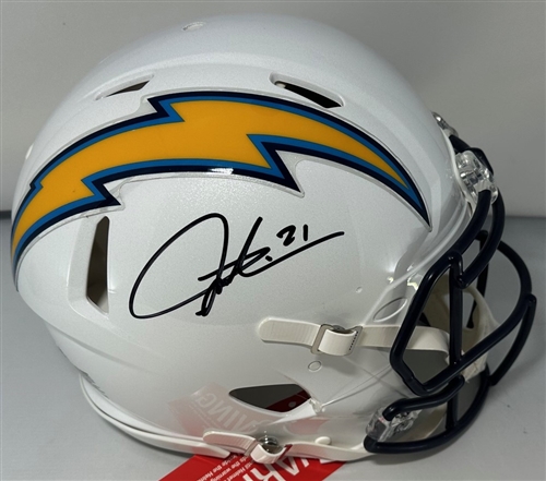LADANIAN TOMLINSON SIGNED FULL SIZE CHARGERS AUTHENTIC WHITE HELMET - BAS