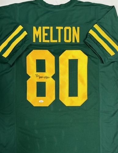 BO MELTON SIGNED CUSTOM REPLICA PACKERS 1950'S JERSEY - JSA