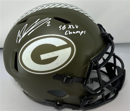 MASON CROSBY SIGNED FULL SIZE PACKERS SALUTE REPLICA SPEED HELMET W/ XLV CHAMPS - JSA