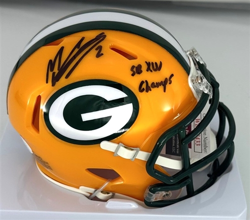 MASON CROSBY SIGNED PACKERS SPEED MINI HELMET W/ XLV CHAMPS - JSA