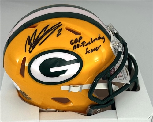 MASON CROSBY SIGNED PACKERS SPEED MINI HELMET W/ SCORING LEADER - JSA